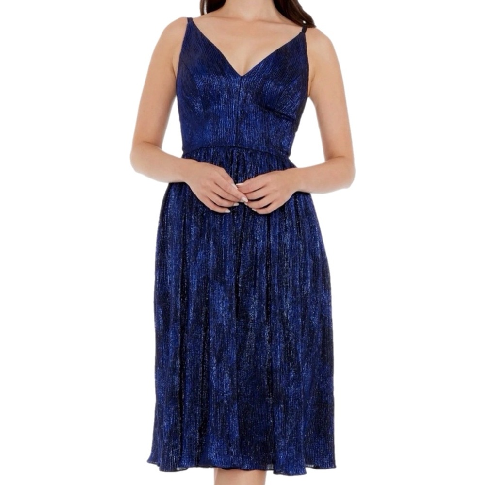 NWT $248 MSRP Dress the Population Haley Violet Multi Metallic Midi Dress Size S